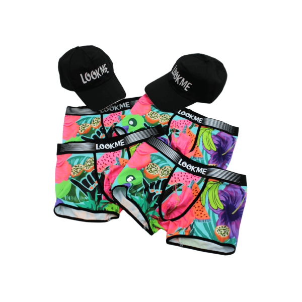Pack 4 Boxer LM2402-67SWE LOOKME + 2 Casquettes Offertes